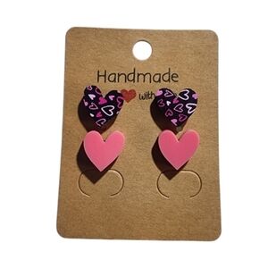 Sweetheart Pop Acrylic Stud Earrings, 2 Pairs